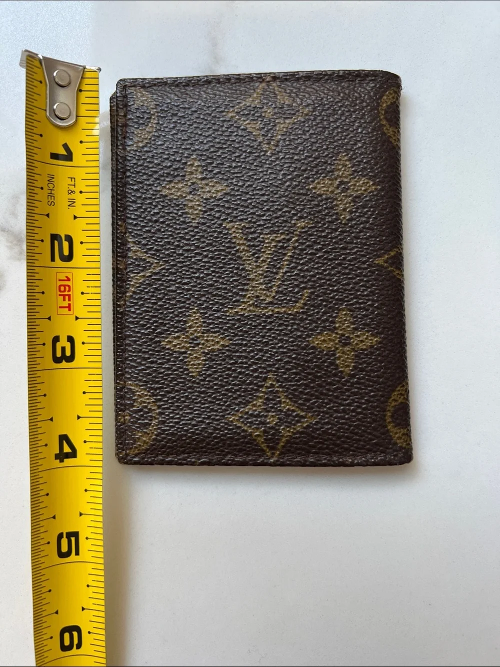 Louis Vuitton Vintage Brown Monogram money clip card Holder with Dust Pouch